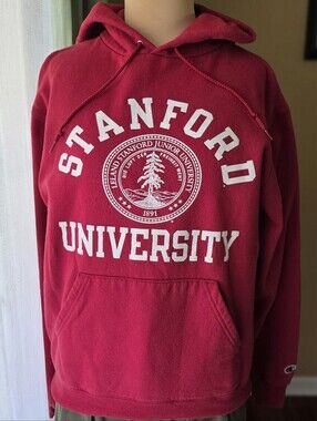 Vintage Champion Stanford University Eco Fleece Hoodie Red Sweatshirt Women's S